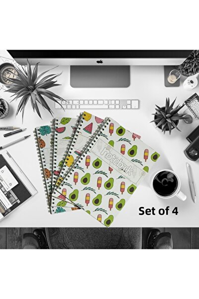 KarmaOfis دفتر ملاحظات حلزوني A5 بتصميم غريب، 40 ورقة، 4 ألوان (غير مسطر بالك...