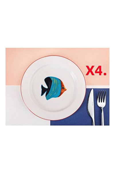 Porland Coralline 4-Piece Flat Plate 17cm