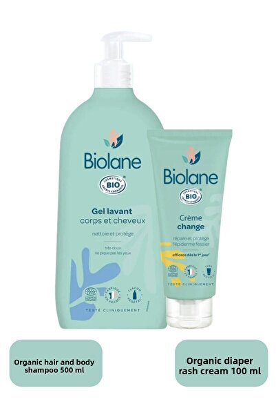 Biolane Specially Scented Organic Hair and Body Shampoo for Babies 500ml Diap...