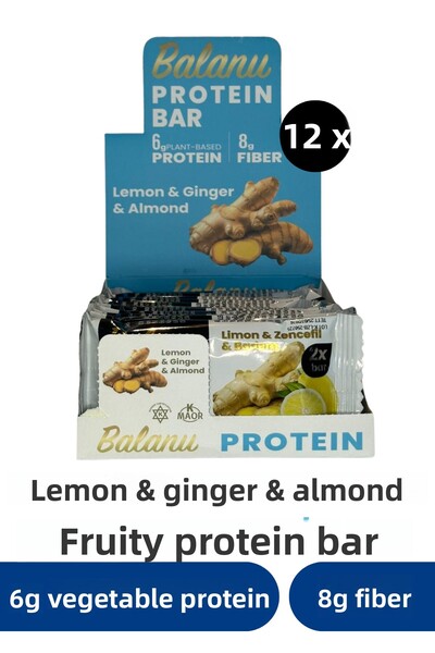 balanu بروتين بار بالليمون والزنجبيل واللوز 55 جرام × 12 قطعة
