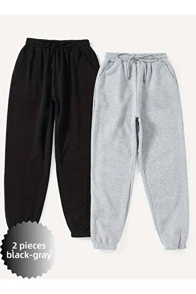 FİTGO Pachet de 2 pantaloni de sport pentru fete cu elastic la picioare