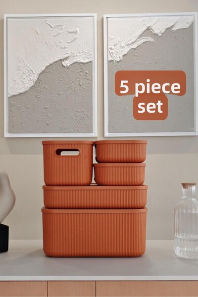 Bayev Комплект органайзери за гардероби и чорапи, 5 части, оранжев цвят, с капак