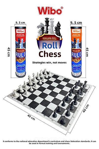 welcomein Roll Chess Set Special for Schools Chess with Bag (Carrying String) Mentosori