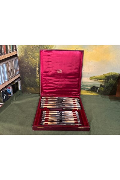 tayfuntufan antika koleksiyon 24-Piece French Knife Set with Horn Handle