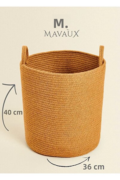 MaVaux Coș texturat de dimensiuni mari, realizat manual – 40 x 36 cm, organizator decorativ pentru amenajarea casei, jucării și rufe