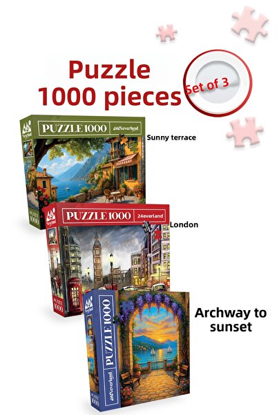 Neverland 3 Pieces 1000 Piece Puzzle - Sunny Terrace and London and the Arche...