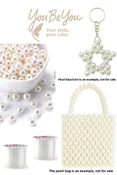 By MO Accessories Mărgele de perle din plastic crem 8 mm 500 grame