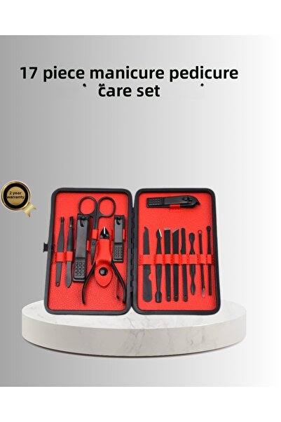 Clevora مجموعة مانيكير وباديكير مكونة من 17 قطعة بتصميم علبة أنيقة، متينة وصحية