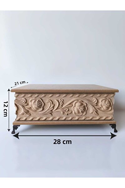 Home Wood-Paintable Raw Mdf-Flower Patterned-Jewelry-Makeup-Accessory-Multi-P...