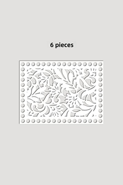 Lucena Ξύλινος Ορθογώνιος Δίσκος Καλαθιού με Σχέδιο 15x20 cm 6 Τεμάχια Λευκό 3mm