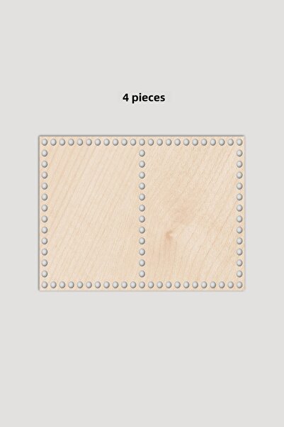 Lucena Ξύλινο Ορθογώνιο - Βάση Δίσκου Καλαθιού με Τρύπα στη Μέση 20x30 cm 4 Τεμάχια Αξέα 3mm