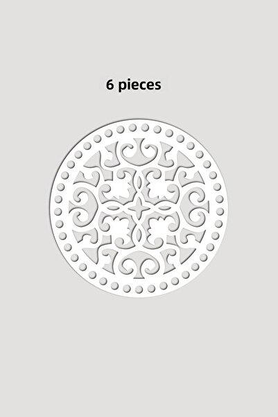 Lucena Ξύλινο Στρογγυλό Μοτίβο Μοντέλο 6 Βάση Δίσκου Καλαθιού 18cm 6 Τεμάχια Λευκό 3mm