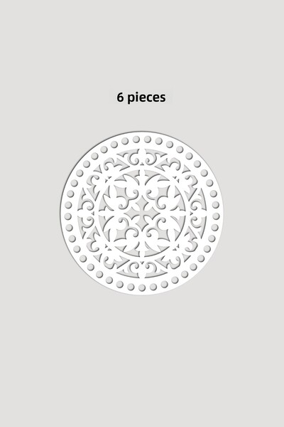 Lucena Ξύλινο Στρογγυλό Μοτίβο Μοντέλο 5 Βάση Δίσκου Καλαθιού 18cm 6 Τεμάχια Λευκό 3mm
