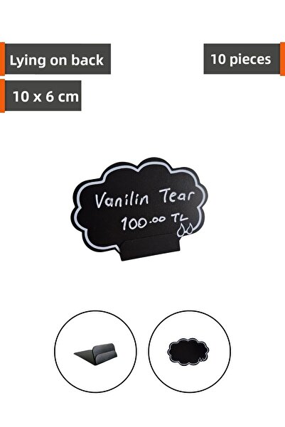 Şeffaf Etiket 10 Pieces Erasable Decorative Black Label with Stand, Backward ...