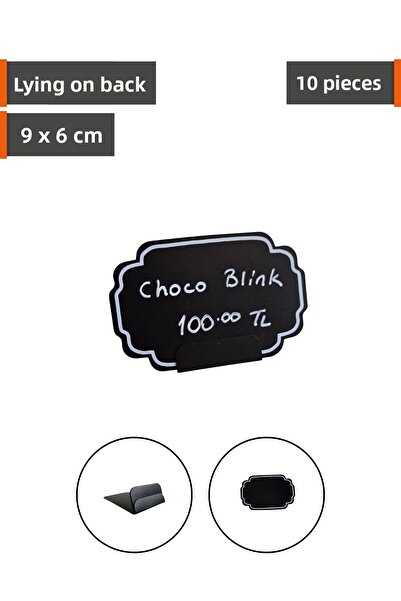 Şeffaf Etiket 10 Pieces Erasable Decorative Black Label with Stand, Backward ...