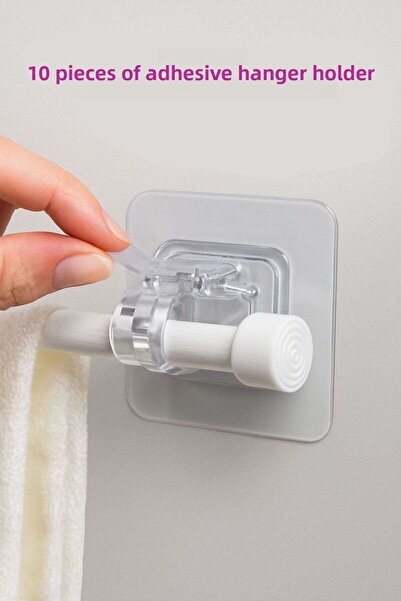 ELAMOUR Suport adeziv transparent pentru tijă de agățat |   Suport pentru țev...