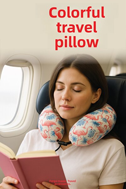 Viscofoam Pernă de călătorie ortopedică colorată Pernă pentru gât Visco - Fla...