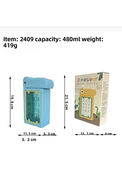 CEZVE HOME Dinosaur Design Water Bottle 480 ml Water Bottle Children's School Water Bottle Portable Flask