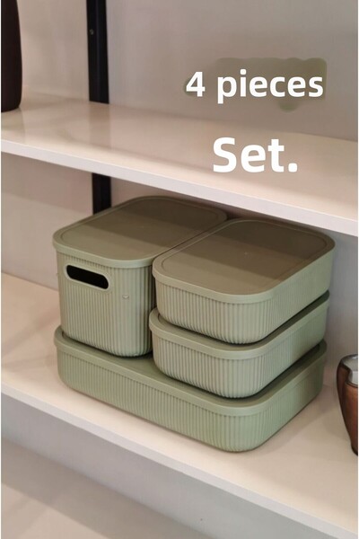 Bayev 4 Pieces Colores Green Closet Organizer Box with Lid Office Socks Clothing Organizer Set