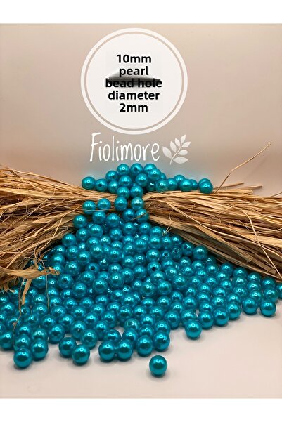 Fiolimore 10 мм луксозна пластмасова перла с покритие в тюркоазен цвят (50 гр...