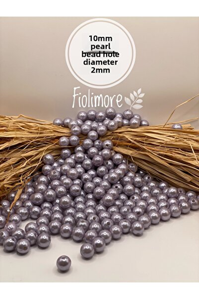 Fiolimore خرز لؤلؤ رمادي بلاستيكي مطلي فاخر 10 مم (50 جرام - 100 قطعة) خرز لح...