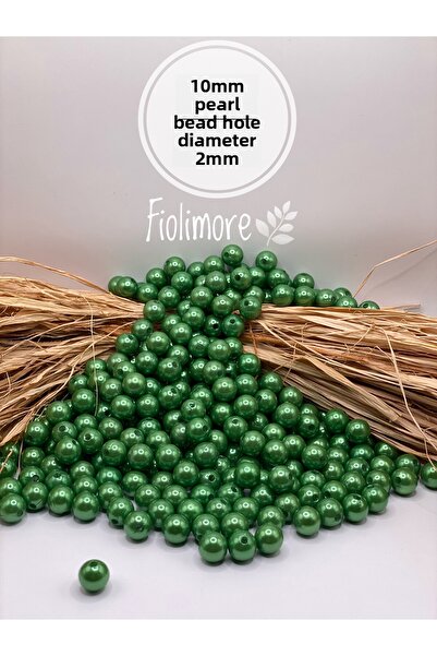 Fiolimore Mărgele de perle verzi din plastic placat de lux de 10 mm (50 GRAM-...