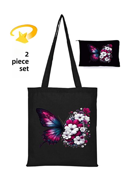 Boom town Cloth Bag - Pen Holder, Makeup Bag Set of 2, Black