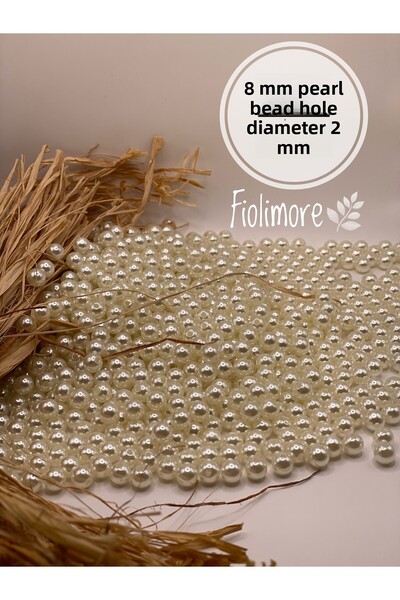 Fiolimore Mărgele de perle din plastic crem de 8 mm (50 grame-150 bucăți) Măr...