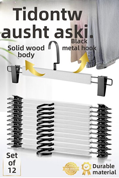 Nandy Home 12 bucăți din lemn, umerase pentru pantaloni și fuste, umerase pen...