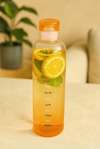 İnterlife Special Sports Water Bottle for Couples, Women-Men Glass Leakproof Vacuum Lid Healthy Living Detox Water Bottle