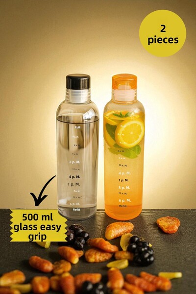 İnterlife Special Sports Water Bottle for Couples, Women-Men Glass Leakproof Vacuum Lid Healthy Living Detox Water Bottle