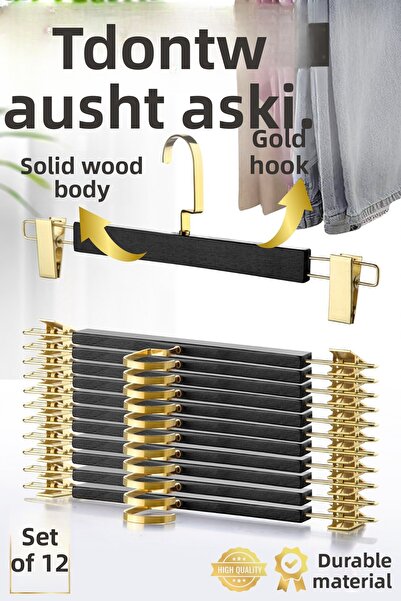 Nandy Home 12 bucăți din lemn, umerase pentru pantaloni și fuste, umerase pen...