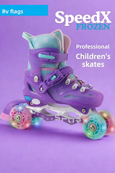 Sportaj Speedx Frozen Professional Kids Roller Skates Lighted Silicone Wheels with Carry Bag