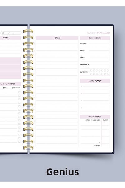 Dahiyen A5 Spiral Linen Undated Planner Agenda - Navy Blue Hard Cover