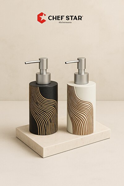 Chefstar DOZATOR DE SĂBUN LIQUID DE PORȚELAN CU MODEL DE LEMN – DESIGN MODERN...