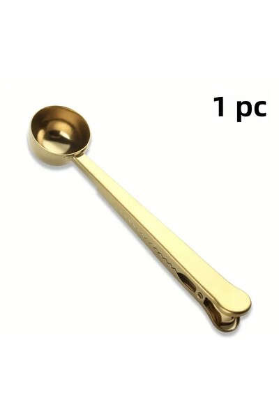Online Home Market Coffee Measuring Spoon with Latch Gold Multifunctional Stainless Steel Spoon