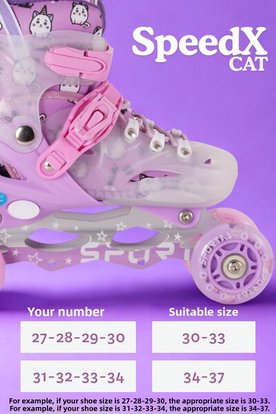 Sportaj Speedx Cat Professional Kids Roller Skates Lighted Silicone Wheels with Carry Bag