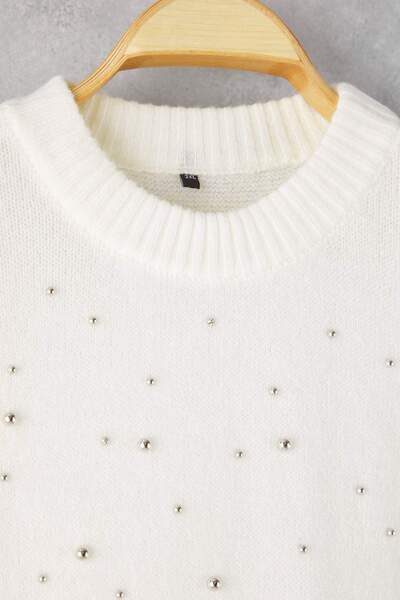 Trendyol Curve Ecru Troc Detailed Soft Feeling Knitwear Sweater Tbbaw26An00010