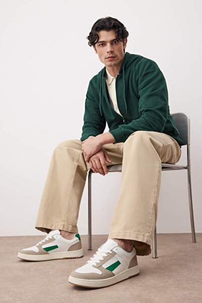 TRENDYOL SHOES Weißer, detaillierter Retro-Herren-Sneaker in Blockfarbe 
 TAKAW26SN00021 aus Englisch ins Deutsche.