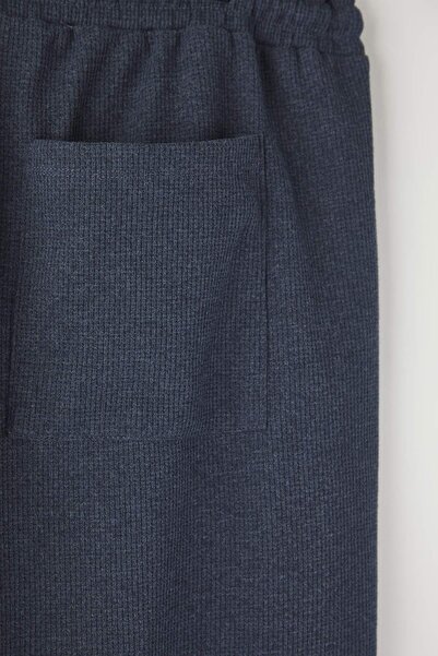 Trendyol Collection Indigo Large Size Oversize/Wide Cut Textured Loose Sweatpants Tmnss25Aj00004