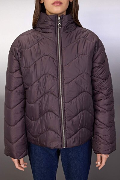 Trendyol Collection Brown Regular Fit Quilted Coat Twoaw26Mo00132