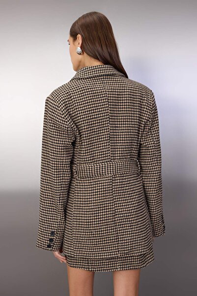 Trendyol Collection Multi-Colored Adjustable Belted Regular Midi Coat Twoaw26Kb00059