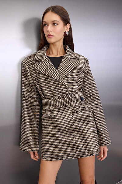 Trendyol Collection Multi-Colored Adjustable Belted Regular Midi Coat Twoaw26Kb00059