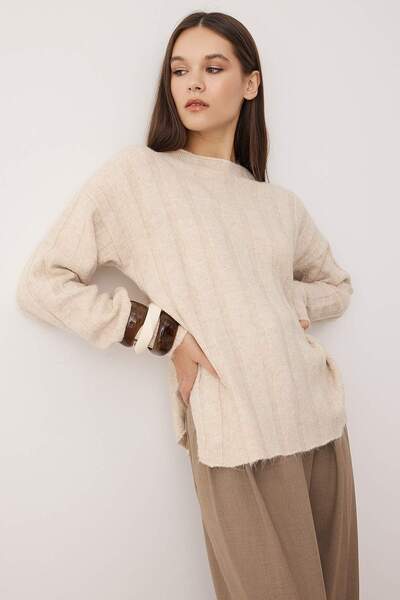 Trendyol Collection Πλεκτό πουλόβερ με μαλακή υφή από πέτρα TWOAW26KZ00177