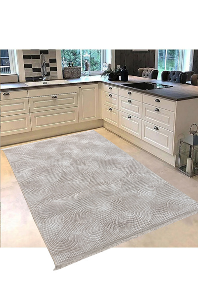 trivago halı Yıkanabilir Saçaklı Püsküllü Leke Tutmaz Kaymaz Taban Kesme Kabartmalı Salon Koridor Mutfak Halı BEJ