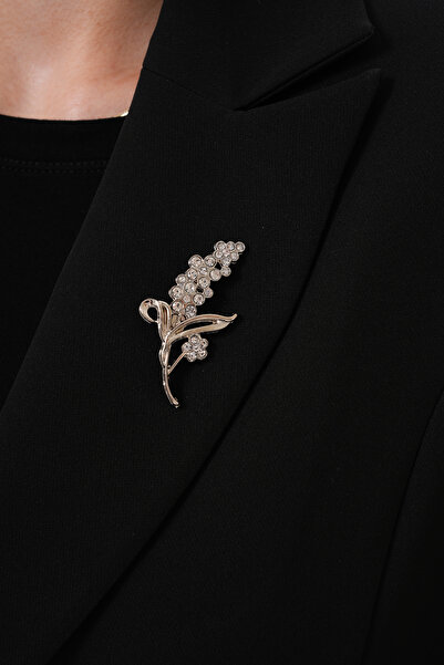 Ateş KRİSTAL TAŞLİ YAPRAK BROŞ