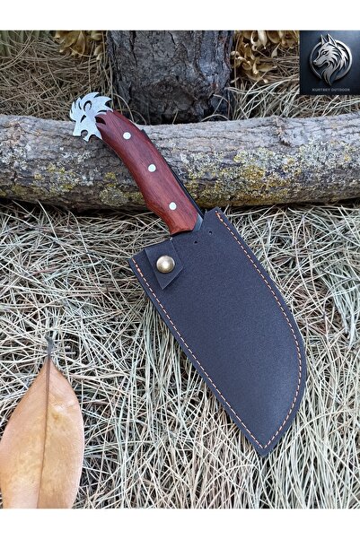 Yerli Özel üretim Almazan model Büyük boy avcı 31cm Aslanbaşlı kamp bıçağı Bo...