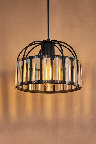 VENON AYDINLATMA TİTANİA TEKLİ SİYAH KRİSTAL TABUT TAŞLI AVİZE Kristal Taşlı ...