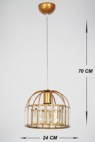 VENON Aydınlatma Titania Tekli Gold Avize Kristal Taşlı Sarkıt Avize Modern