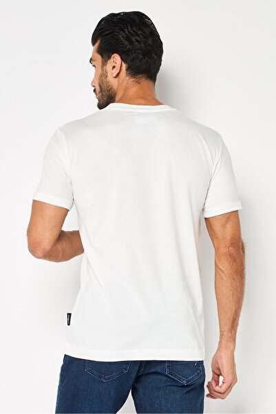 John Richmond Men Crew Neck Short Sleeve Graphic Print T-shirt, Off White